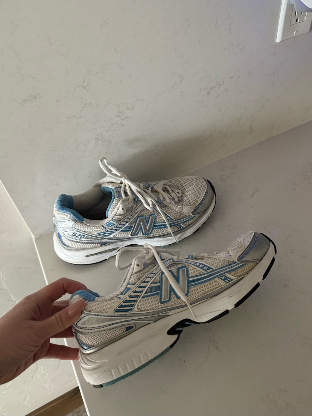 New Balance Women’s White & Light Blue Running Sneakers